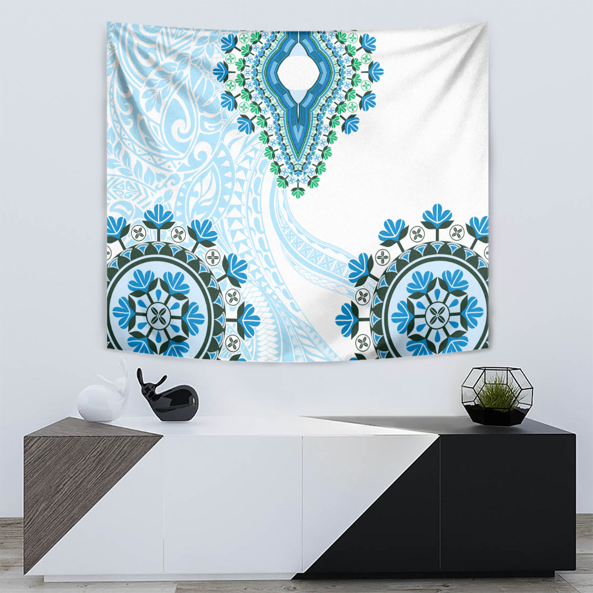 Africa Dashiki Tapestry With Polynesian Pattern Blue Version LT05 - Polynesian Pride