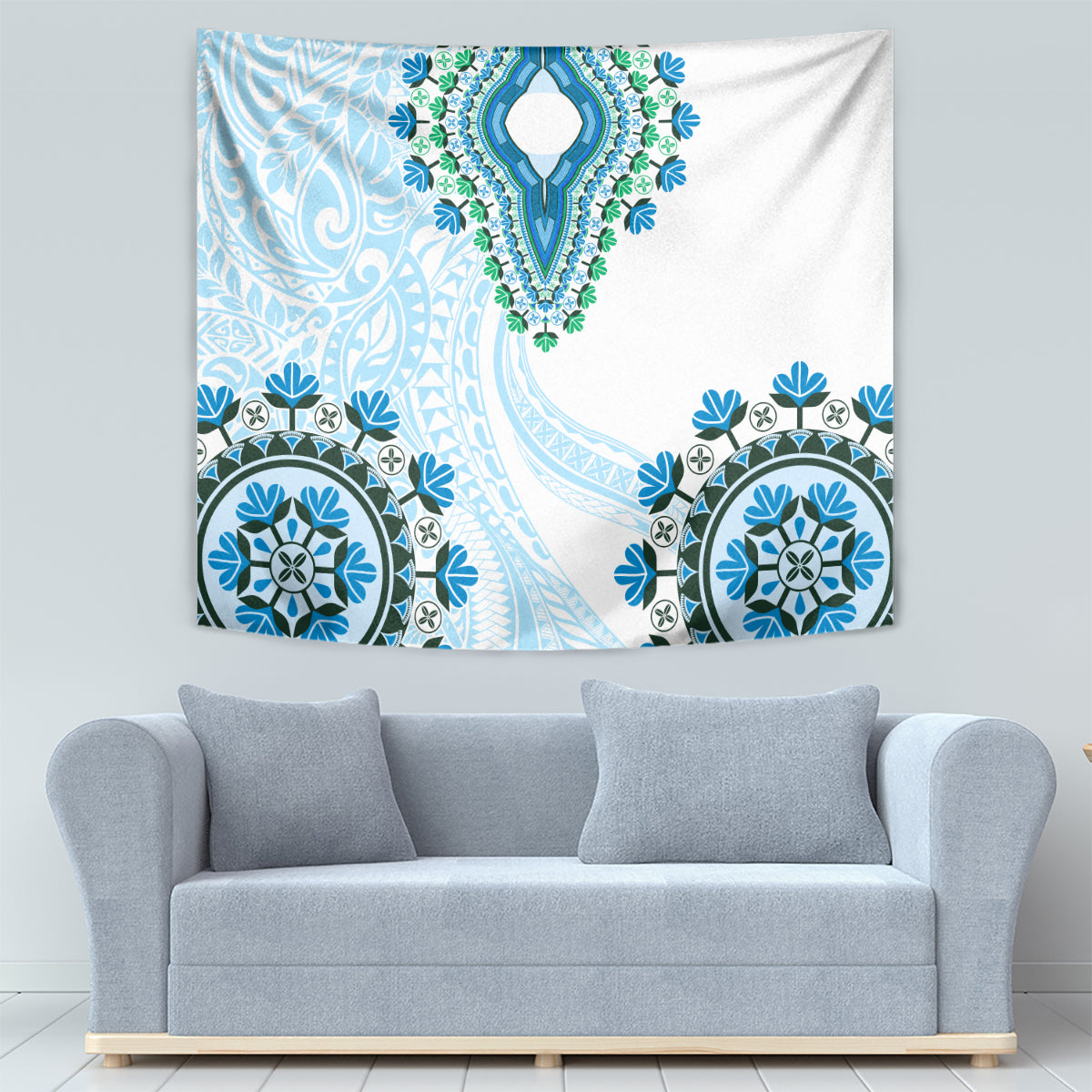 Africa Dashiki Tapestry With Polynesian Pattern Blue Version LT05 - Polynesian Pride