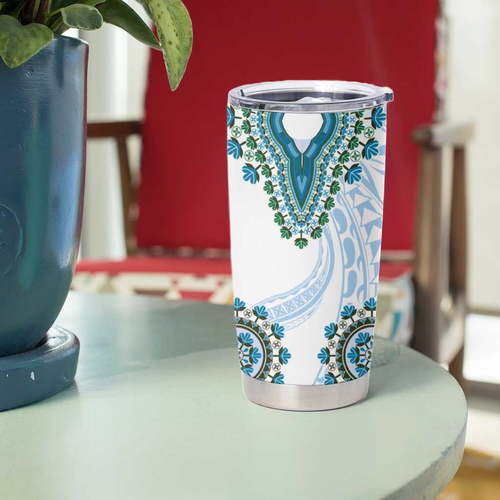 Africa Dashiki Tumbler Cup With Polynesian Pattern Blue Version LT05 - Polynesian Pride