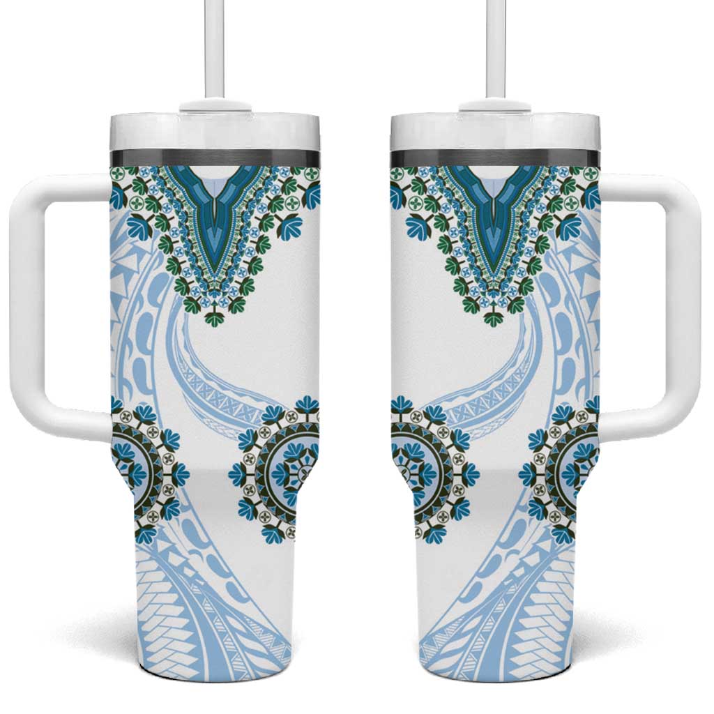 Africa Dashiki Tumbler With Handle With Polynesian Pattern Blue Version LT05 One Size: 40 oz Blue - Polynesian Pride