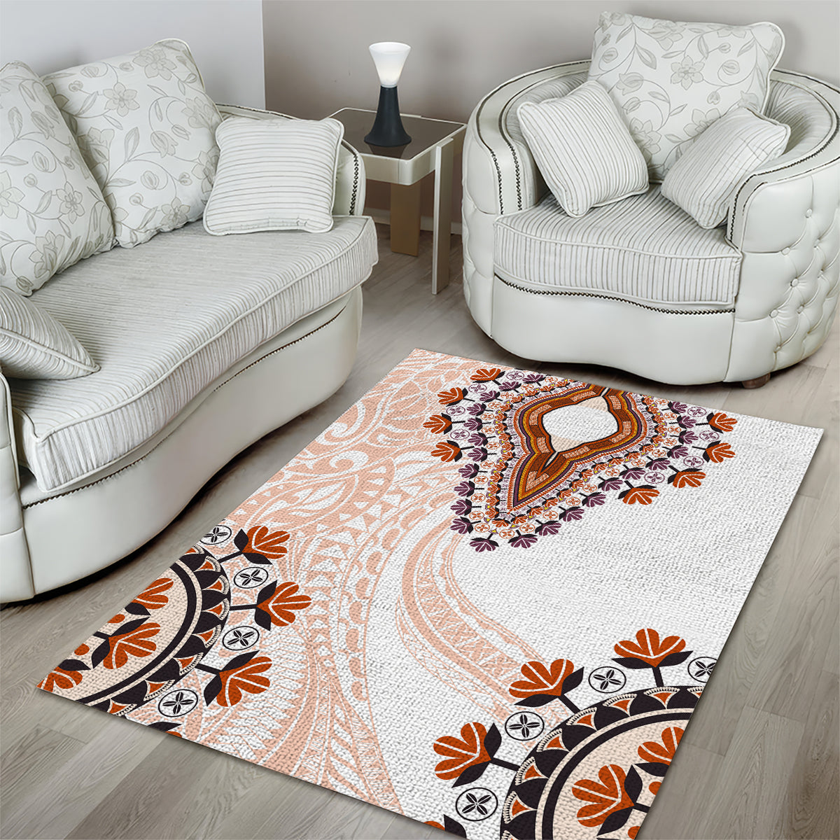 Africa Dashiki Area Rug With Polynesian Pattern Beige Version LT05 - Polynesian Pride