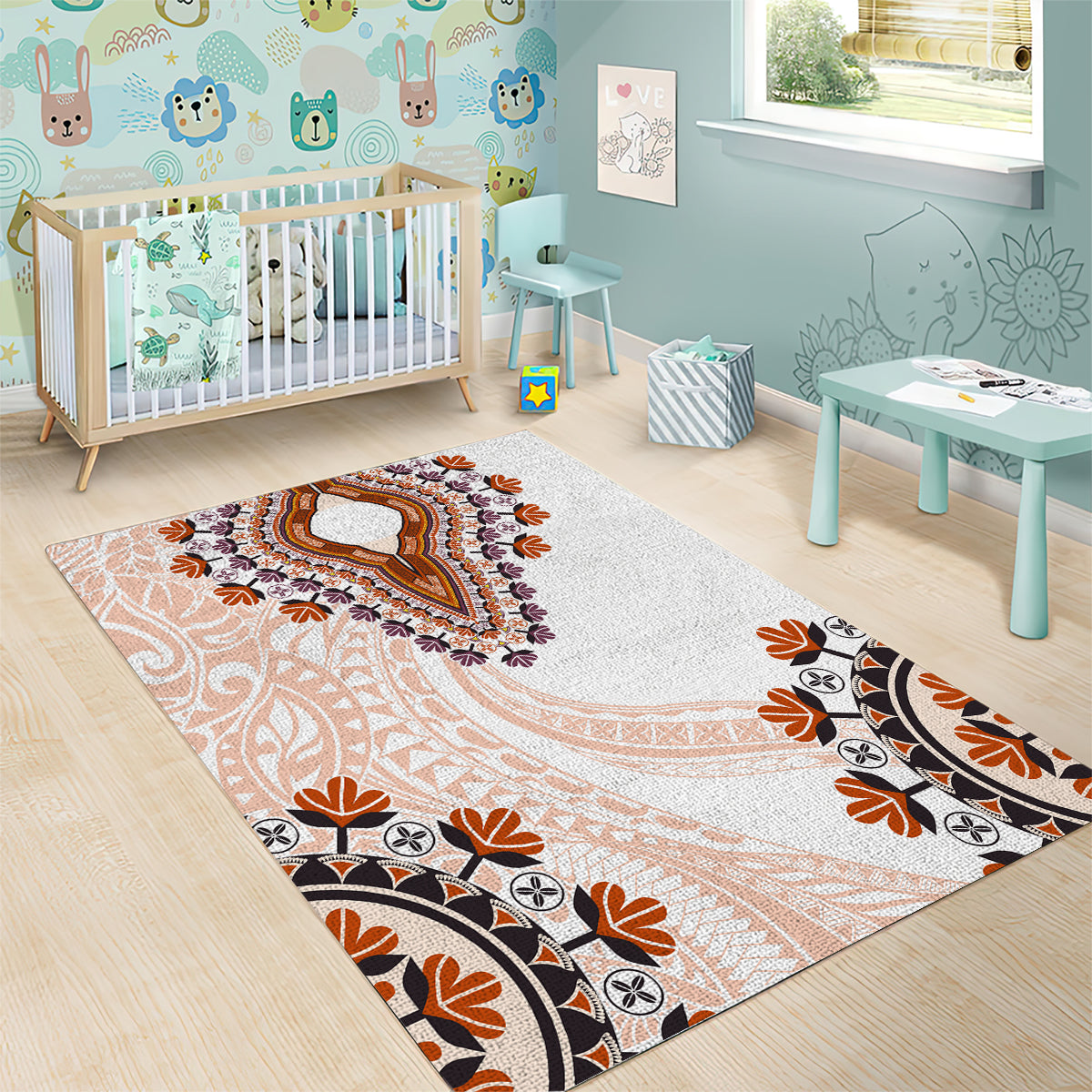 Africa Dashiki Area Rug With Polynesian Pattern Beige Version LT05 - Polynesian Pride