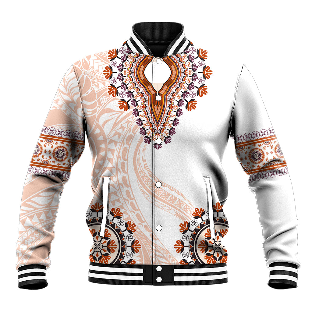 Africa Dashiki Baseball Jacket With Polynesian Pattern Beige Version LT05 Unisex Beige - Polynesian Pride