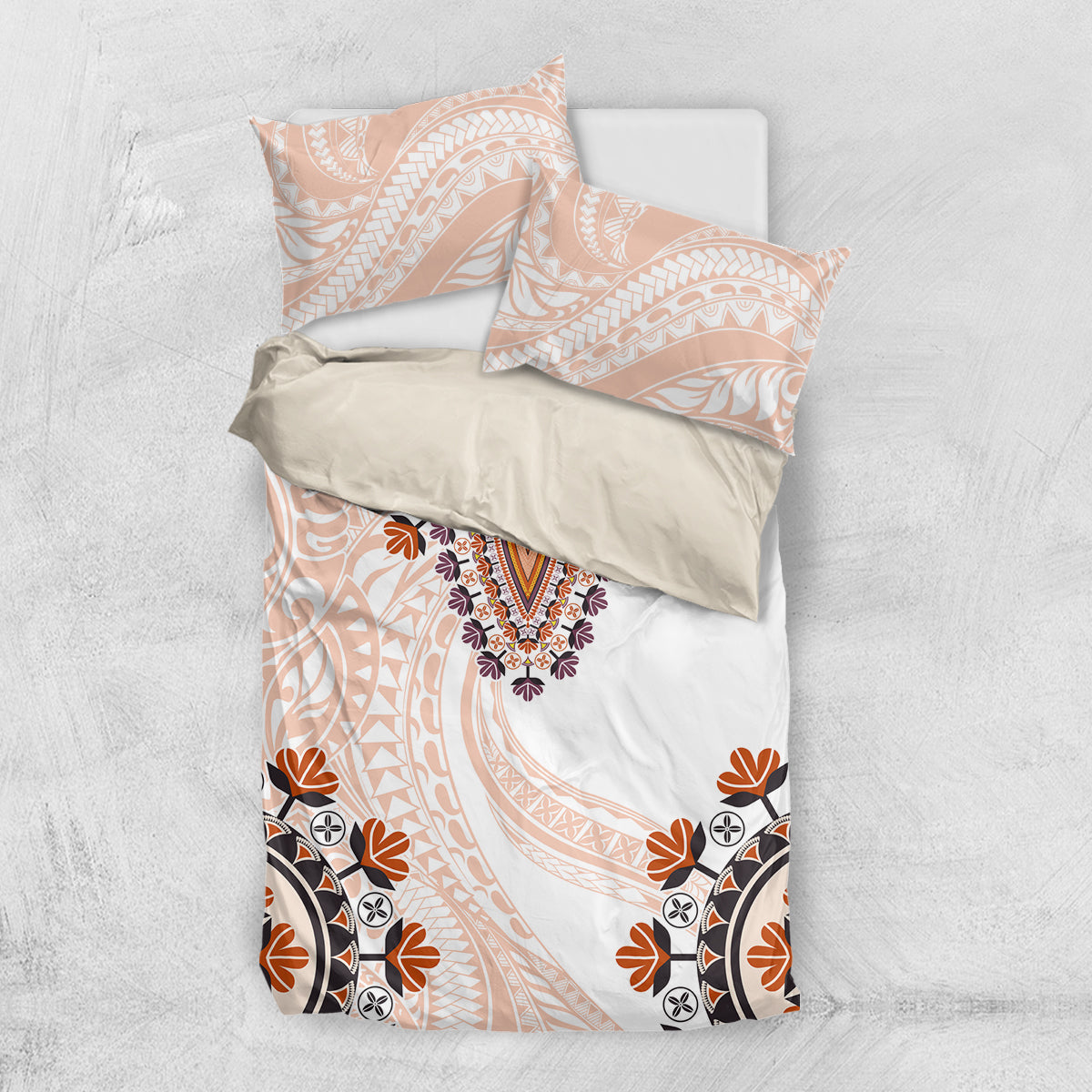 Africa Dashiki Bedding Set With Polynesian Pattern Beige Version LT05 US Twin 172cm x 218cm Beige - Polynesian Pride