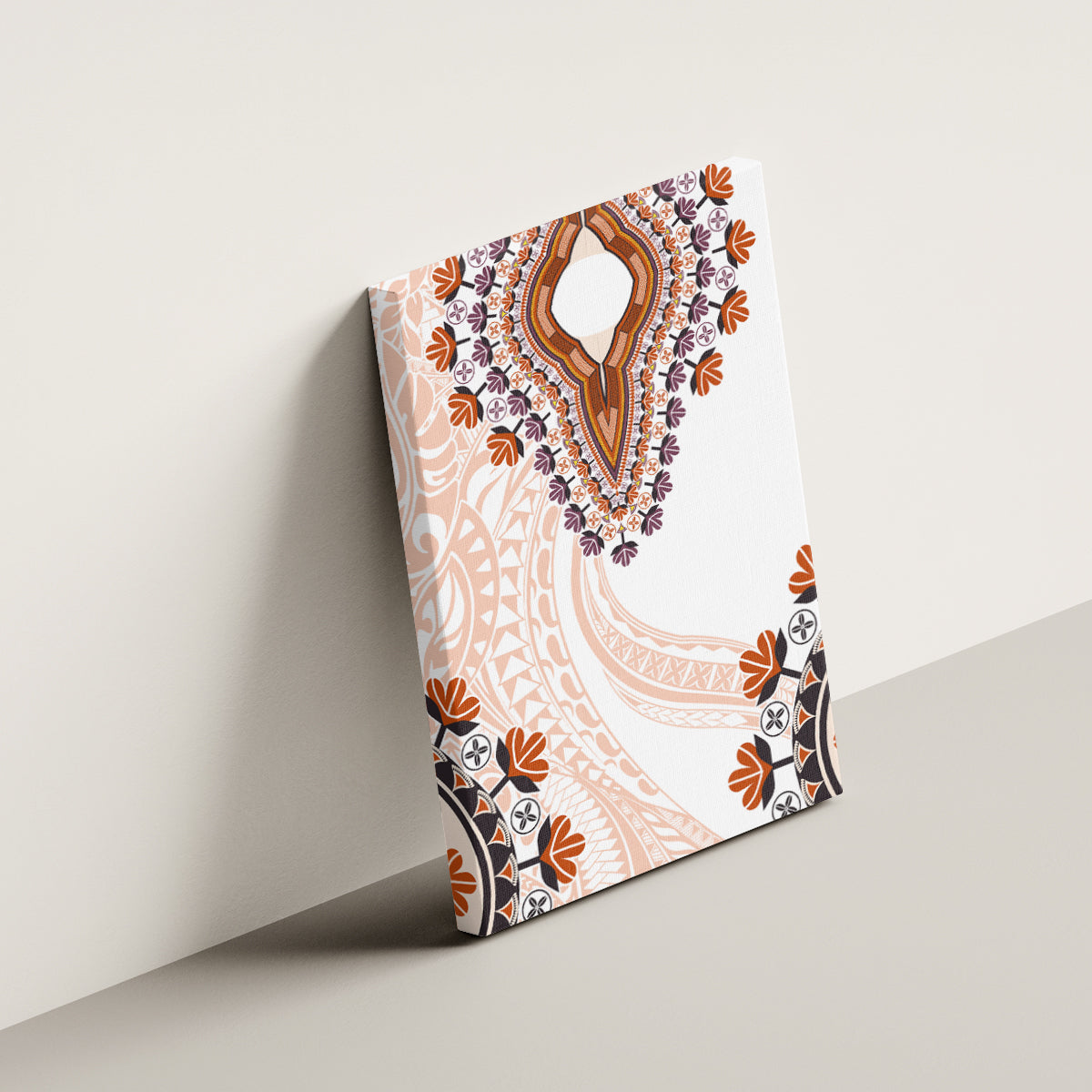 Africa Dashiki Canvas Wall Art With Polynesian Pattern Beige Version LT05 - Polynesian Pride