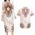 Africa Dashiki Couples Matching Long Sleeve Bodycon Dress and Hawaiian Shirt With Polynesian Pattern Beige Version LT05 Beige - Polynesian Pride