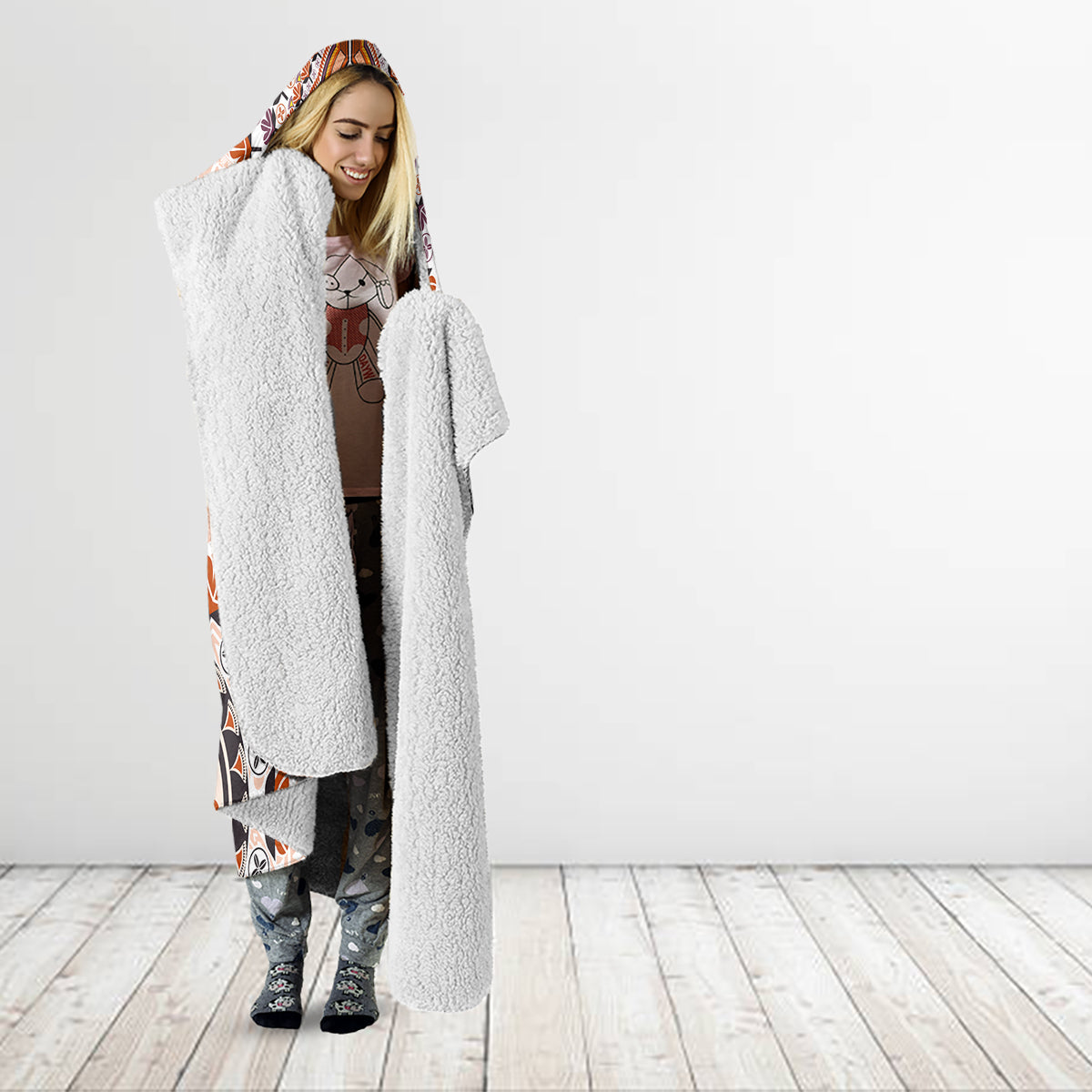 Africa Dashiki Hooded Blanket With Polynesian Pattern Beige Version LT05 - Polynesian Pride