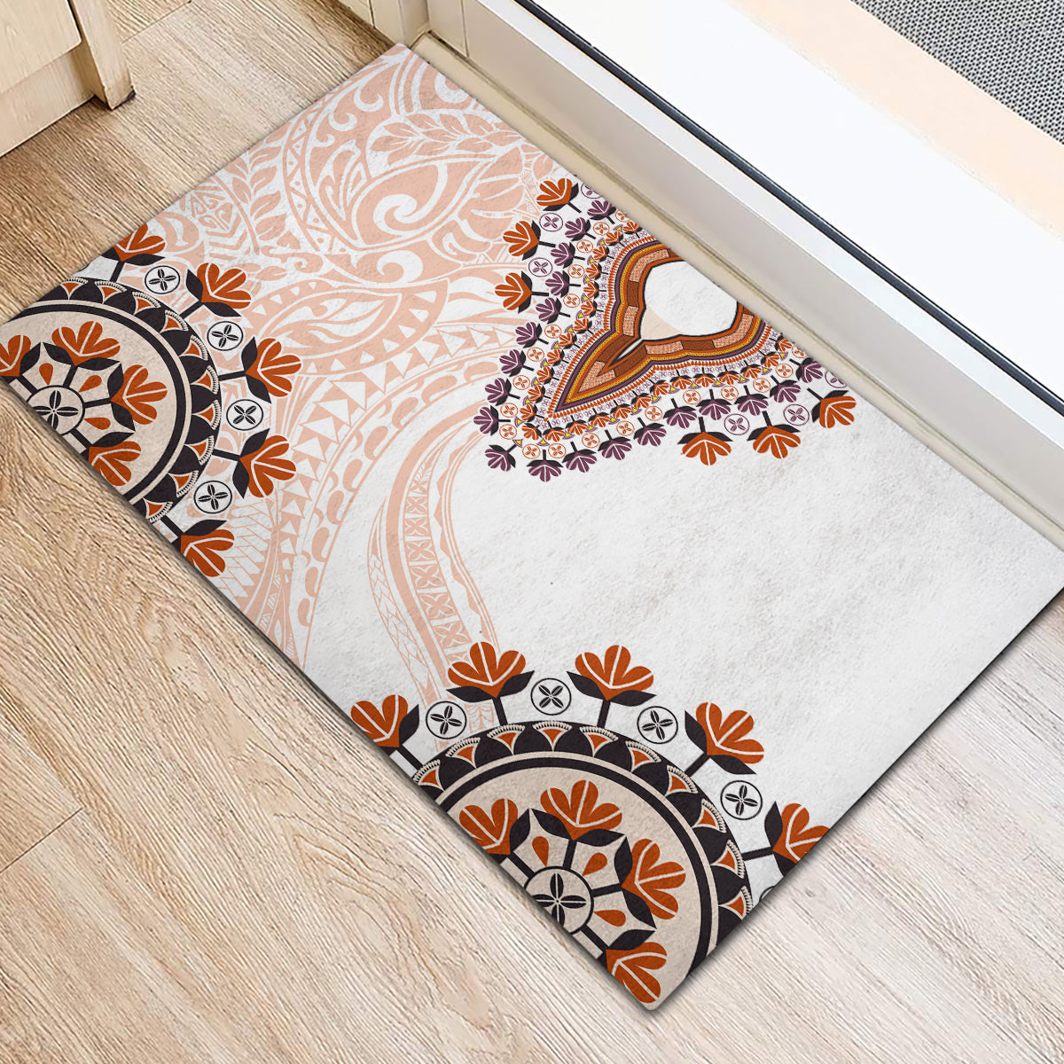 Africa Dashiki Rubber Doormat With Polynesian Pattern Beige Version LT05 - Polynesian Pride