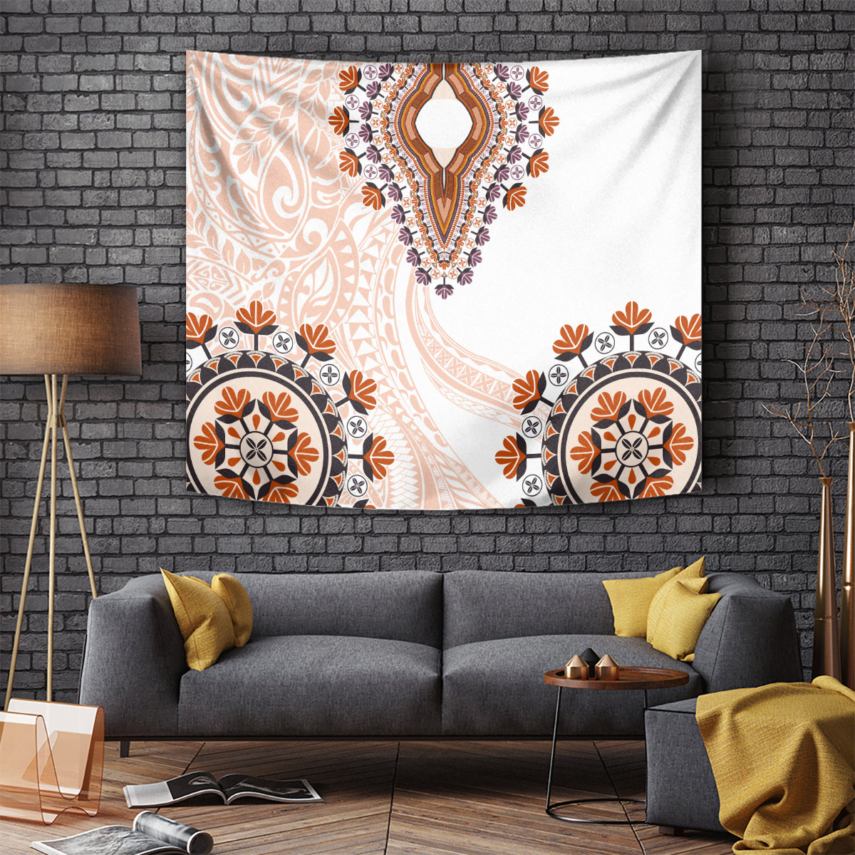 Africa Dashiki Tapestry With Polynesian Pattern Beige Version LT05 - Polynesian Pride