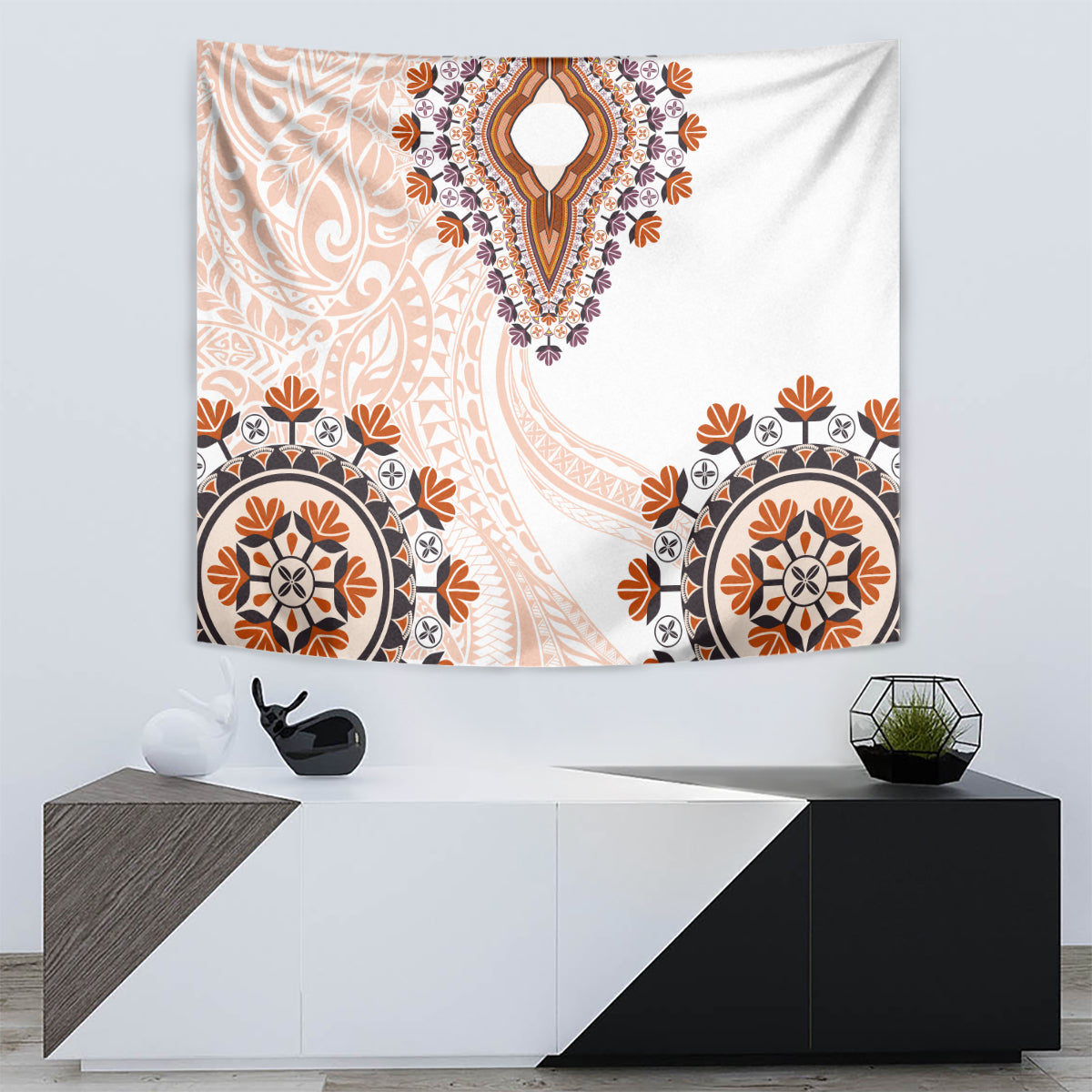 Africa Dashiki Tapestry With Polynesian Pattern Beige Version LT05 - Polynesian Pride
