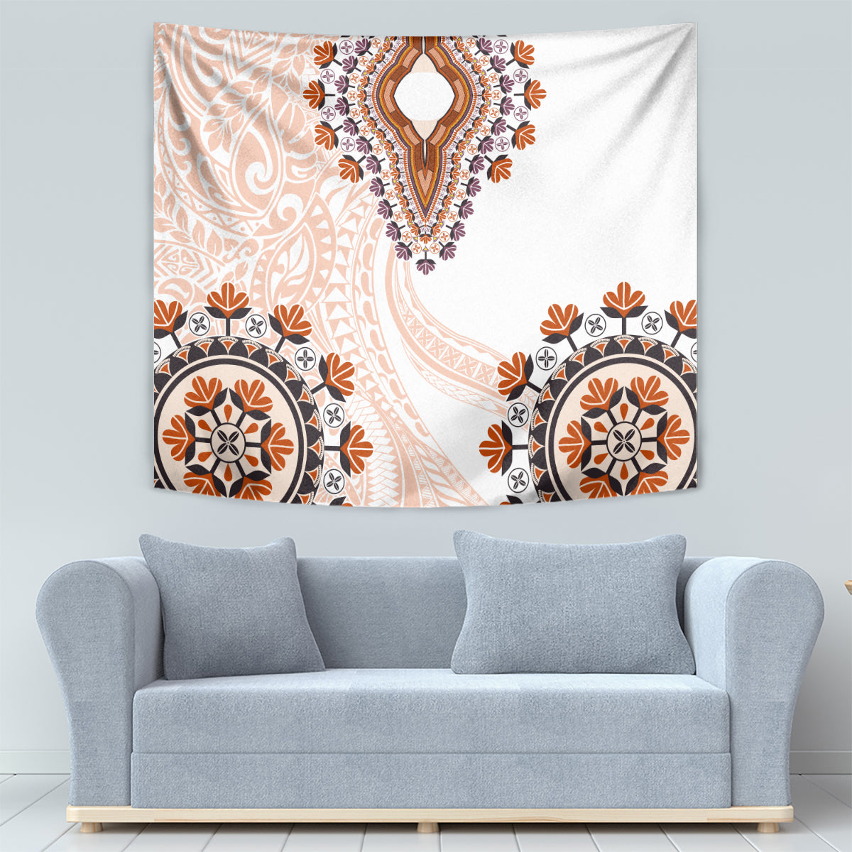 Africa Dashiki Tapestry With Polynesian Pattern Beige Version LT05 - Polynesian Pride