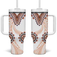 Africa Dashiki Tumbler With Handle With Polynesian Pattern Beige Version LT05 One Size: 40 oz Beige - Polynesian Pride