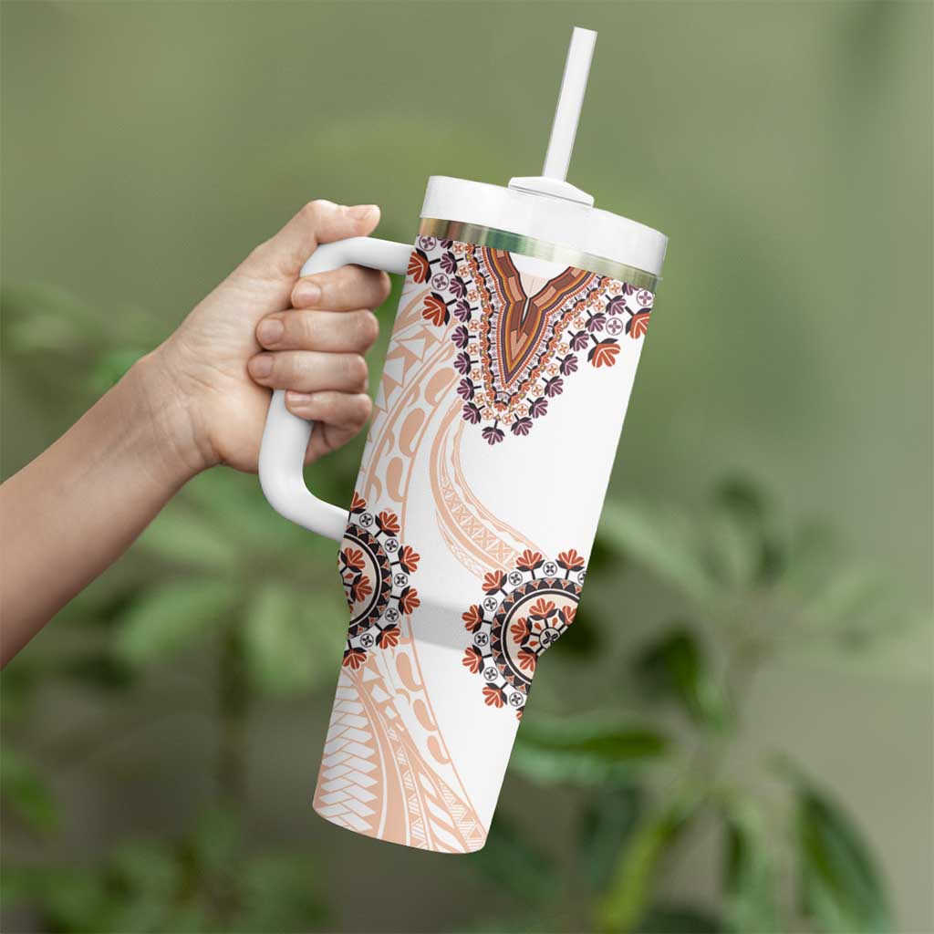 Africa Dashiki Tumbler With Handle With Polynesian Pattern Beige Version LT05 - Polynesian Pride