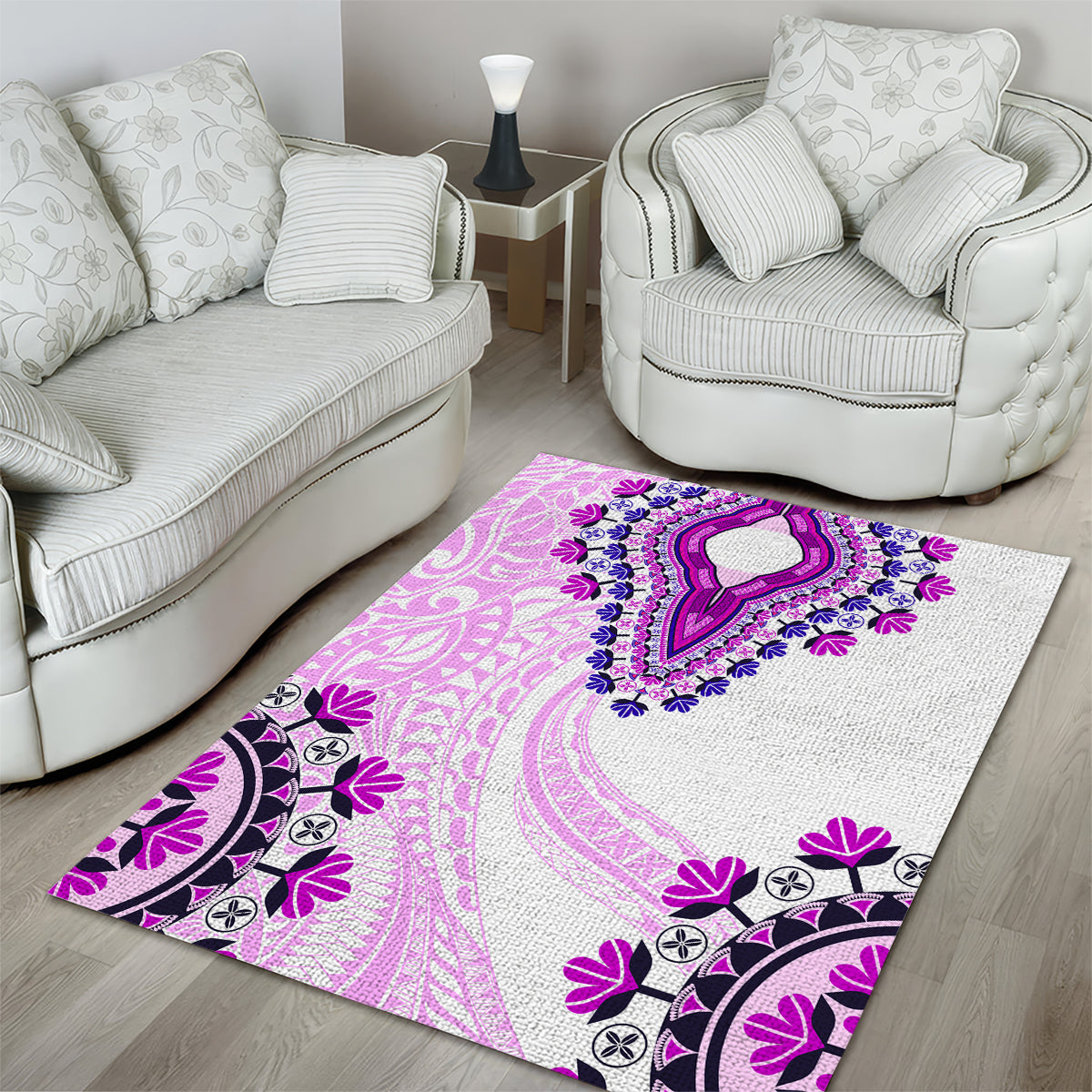Africa Dashiki Area Rug With Polynesian Pattern Pink Version LT05 - Polynesian Pride