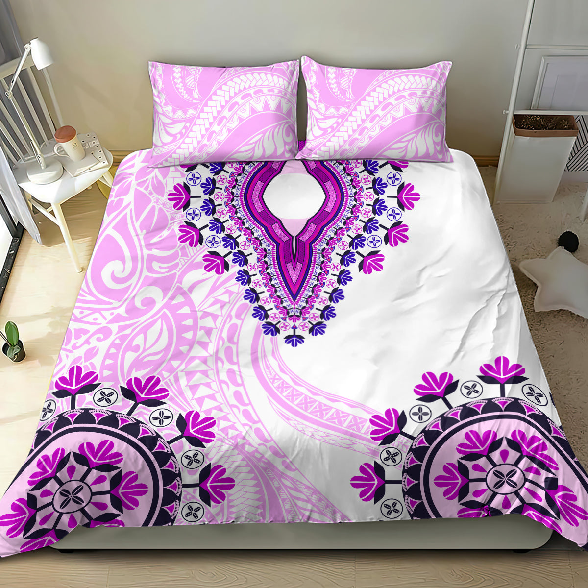 Africa Dashiki Bedding Set With Polynesian Pattern Pink Version LT05 - Polynesian Pride