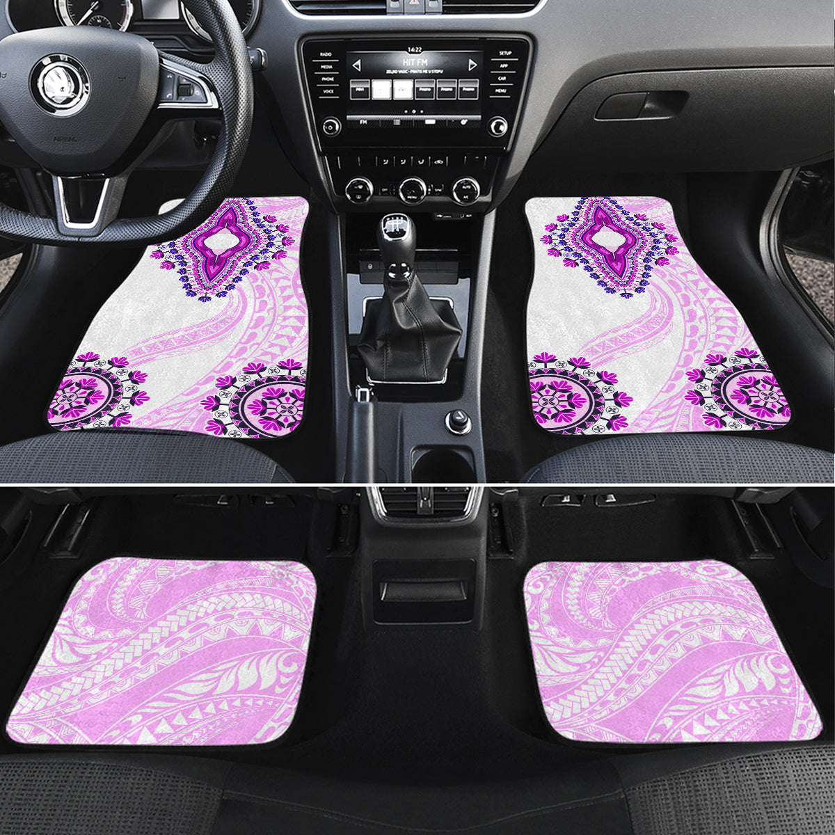Africa Dashiki Car Mats With Polynesian Pattern Pink Version LT05 Set 4pcs Pink - Polynesian Pride