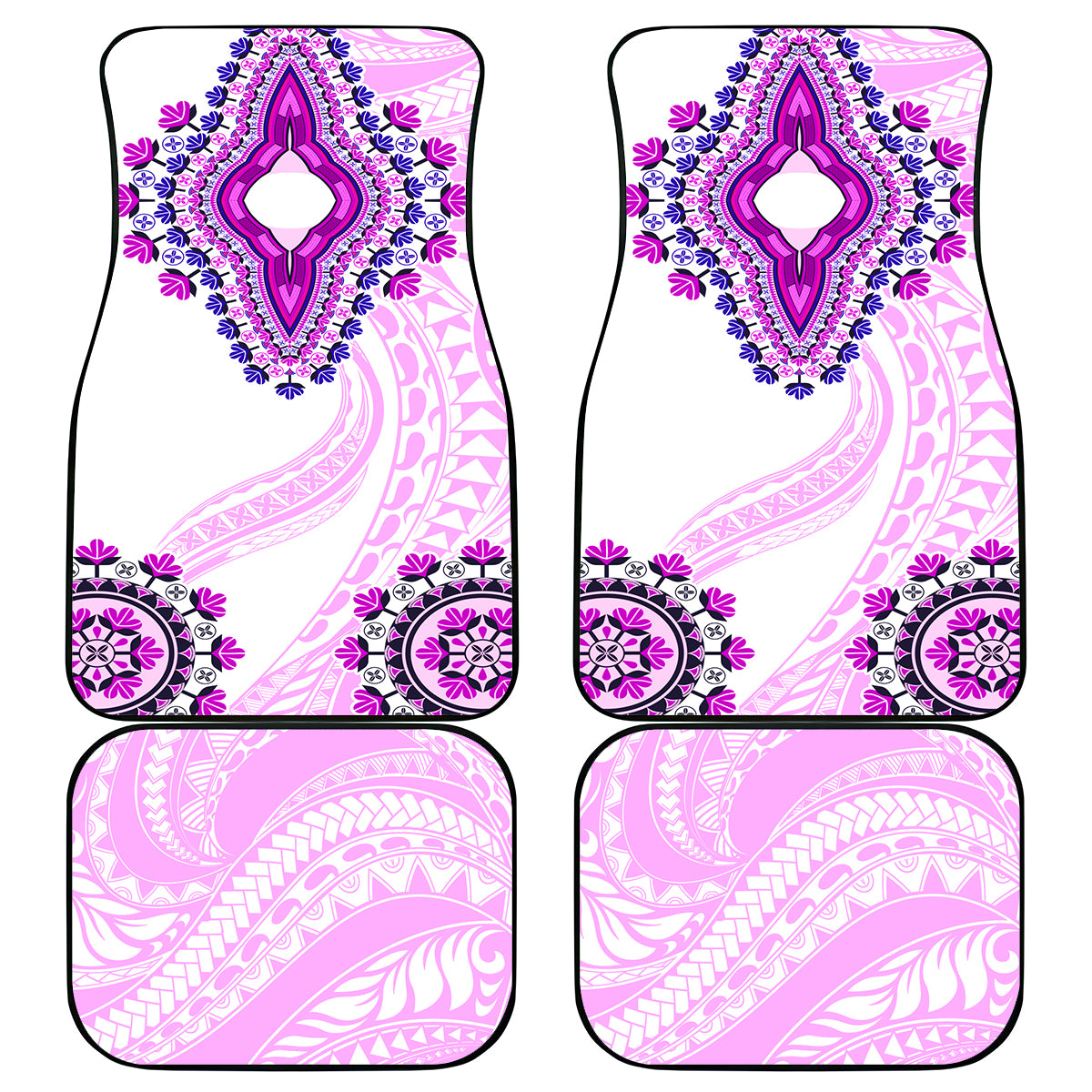 Africa Dashiki Car Mats With Polynesian Pattern Pink Version LT05 - Polynesian Pride