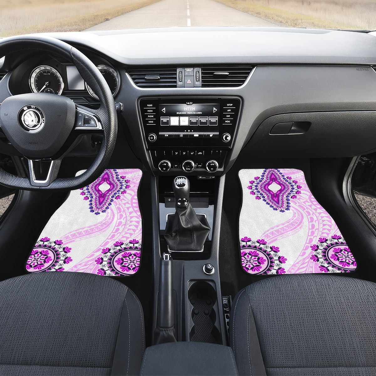 Africa Dashiki Car Mats With Polynesian Pattern Pink Version LT05 Set 2pcs - Front Pink - Polynesian Pride
