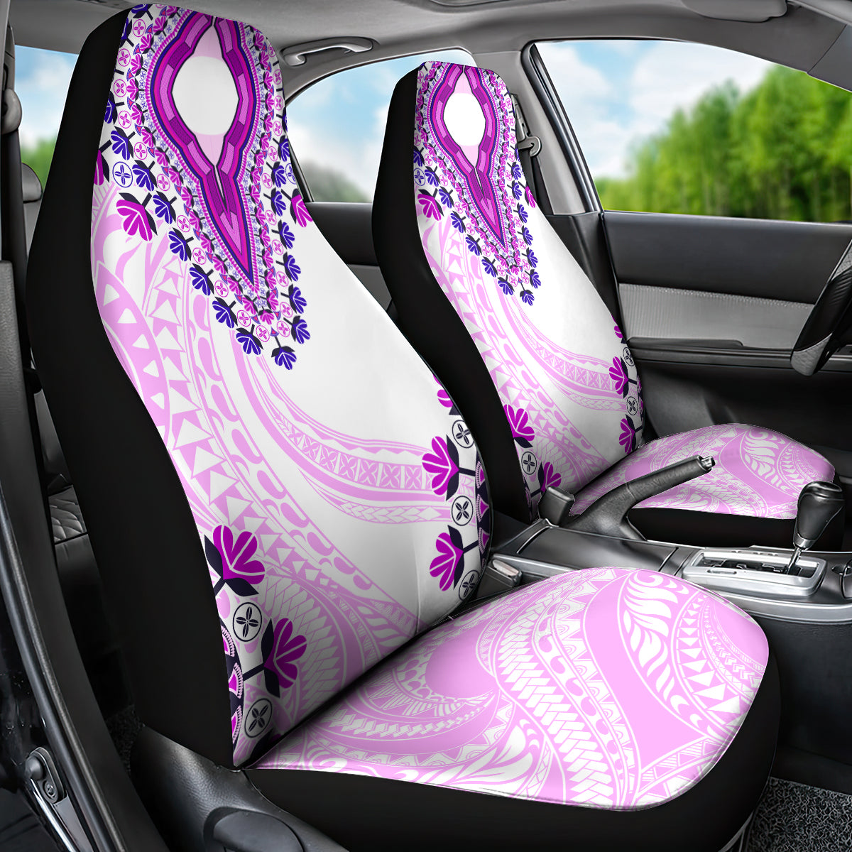 Africa Dashiki Car Seat Cover With Polynesian Pattern Pink Version LT05 - Polynesian Pride