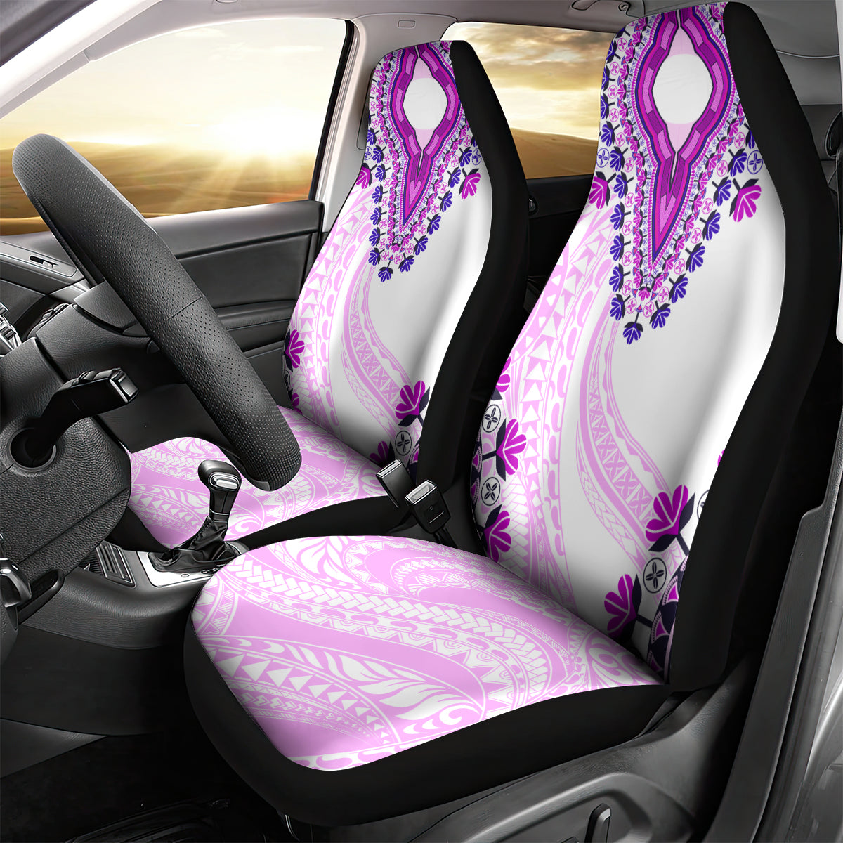 Africa Dashiki Car Seat Cover With Polynesian Pattern Pink Version LT05 - Polynesian Pride