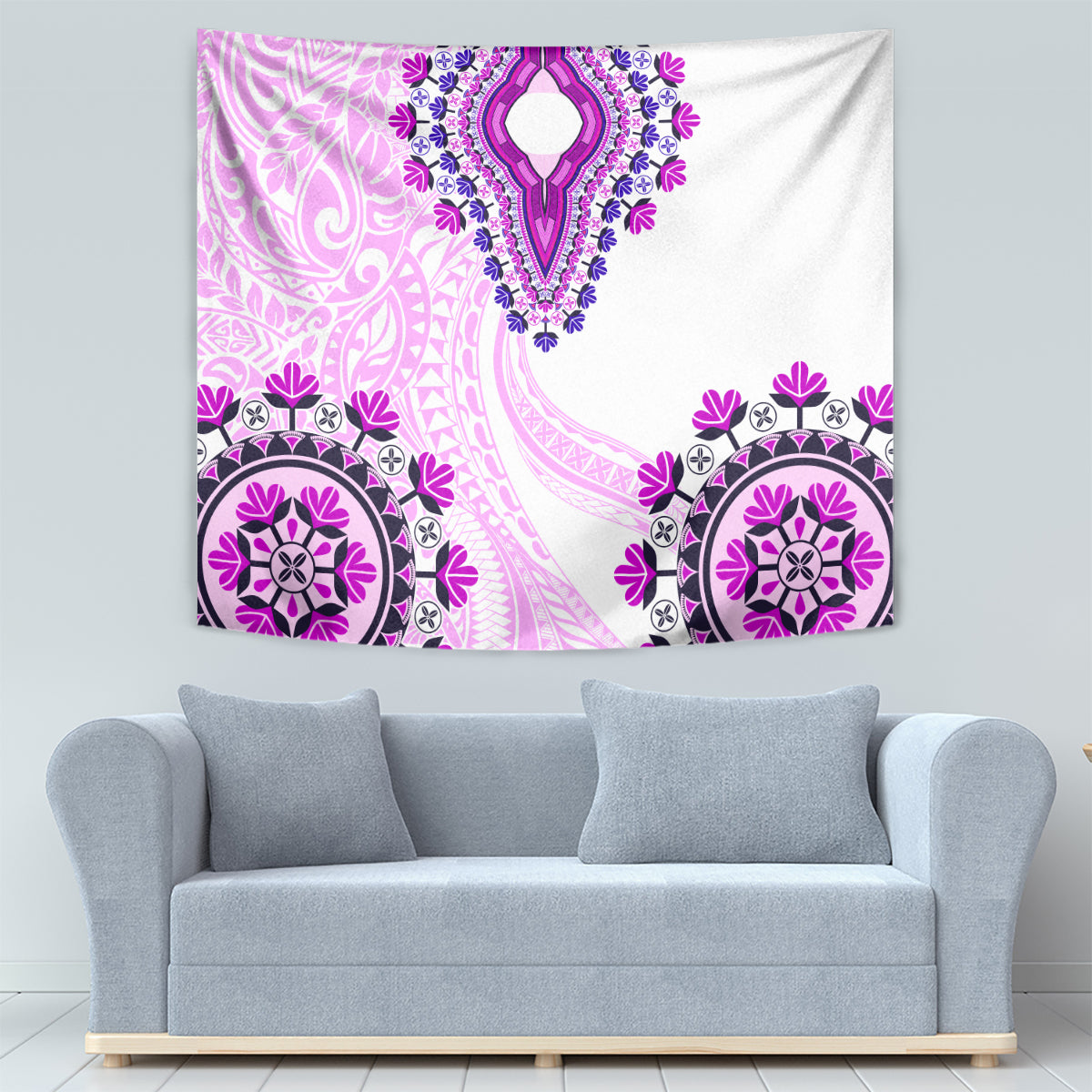 Africa Dashiki Tapestry With Polynesian Pattern Pink Version LT05 - Polynesian Pride