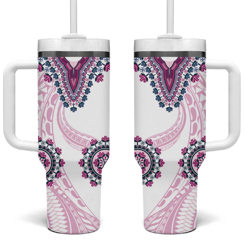 Africa Dashiki Tumbler With Handle With Polynesian Pattern Pink Version LT05 One Size: 40 oz Pink - Polynesian Pride