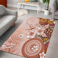 Tonga Ngatu Pattern With Light Tabasco Hibiscus Area Rug Oil Painting Style LT05 - Polynesian Pride