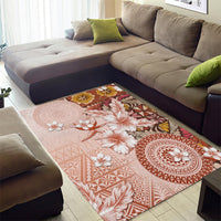 Tonga Ngatu Pattern With Light Tabasco Hibiscus Area Rug Oil Painting Style LT05 - Polynesian Pride