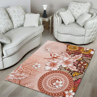 Tonga Ngatu Pattern With Light Tabasco Hibiscus Area Rug Oil Painting Style LT05 - Polynesian Pride