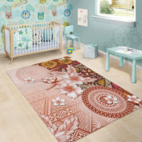 Tonga Ngatu Pattern With Light Tabasco Hibiscus Area Rug Oil Painting Style LT05 - Polynesian Pride