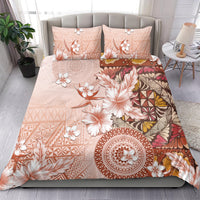 Tonga Ngatu Pattern With Light Tabasco Hibiscus Bedding Set Oil Painting Style LT05 - Polynesian Pride