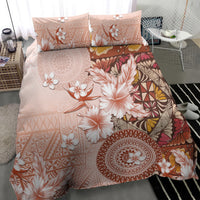Tonga Ngatu Pattern With Light Tabasco Hibiscus Bedding Set Oil Painting Style LT05 - Polynesian Pride