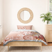 Tonga Ngatu Pattern With Light Tabasco Hibiscus Bedding Set Oil Painting Style LT05 - Polynesian Pride