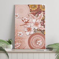 Tonga Ngatu Pattern With Light Tabasco Hibiscus Canvas Wall Art Oil Painting Style LT05 - Polynesian Pride