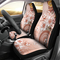 Tonga Ngatu Pattern With Light Tabasco Hibiscus Car Seat Cover Oil Painting Style LT05 - Polynesian Pride