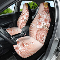 Tonga Ngatu Pattern With Light Tabasco Hibiscus Car Seat Cover Oil Painting Style LT05 - Polynesian Pride