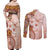 Tonga Ngatu Pattern With Light Tabasco Hibiscus Couples Matching Off Shoulder Maxi Dress and Long Sleeve Button Shirt Oil Painting Style LT05 - Polynesian Pride