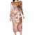 Tonga Ngatu Pattern With Light Tabasco Hibiscus Family Matching Long Sleeve Bodycon Dress and Hawaiian Shirt Oil Painting Style LT05 Mom's Dress Light Tabasco - Polynesian Pride