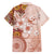 Tonga Ngatu Pattern With Light Tabasco Hibiscus Family Matching Off Shoulder Long Sleeve Dress and Hawaiian Shirt Oil Painting Style LT05 - Polynesian Pride