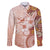 Tonga Ngatu Pattern With Light Tabasco Hibiscus Family Matching Puletasi and Hawaiian Shirt Oil Painting Style LT05 Dad's Shirt - Long Sleeve Light Tabasco - Polynesian Pride