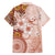 Tonga Ngatu Pattern With Light Tabasco Hibiscus Family Matching Short Sleeve Bodycon Dress and Hawaiian Shirt Oil Painting Style LT05 - Polynesian Pride