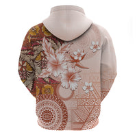 Tonga Ngatu Pattern With Light Tabasco Hibiscus Hoodie Oil Painting Style LT05 - Polynesian Pride