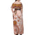 Tonga Ngatu Pattern With Light Tabasco Hibiscus Off Shoulder Maxi Dress Oil Painting Style LT05 - Polynesian Pride