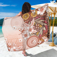 Tonga Ngatu Pattern With Light Tabasco Hibiscus Sarong Oil Painting Style LT05 One Size 44 x 66 inches Light Tabasco - Polynesian Pride