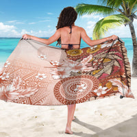 Tonga Ngatu Pattern With Light Tabasco Hibiscus Sarong Oil Painting Style LT05 - Polynesian Pride