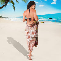 Tonga Ngatu Pattern With Light Tabasco Hibiscus Sarong Oil Painting Style LT05 - Polynesian Pride