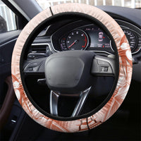 Tonga Ngatu Pattern With Light Tabasco Hibiscus Steering Wheel Cover Oil Painting Style LT05 - Polynesian Pride