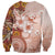 Tonga Ngatu Pattern With Light Tabasco Hibiscus Sweatshirt Oil Painting Style LT05 - Polynesian Pride