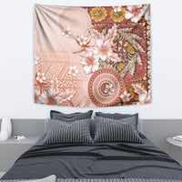 Tonga Ngatu Pattern With Light Tabasco Hibiscus Tapestry Oil Painting Style LT05 - Polynesian Pride