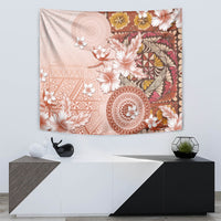 Tonga Ngatu Pattern With Light Tabasco Hibiscus Tapestry Oil Painting Style LT05 - Polynesian Pride